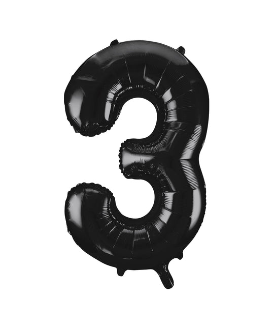 Globo Figura 3 Años Negro Vacío 86cm