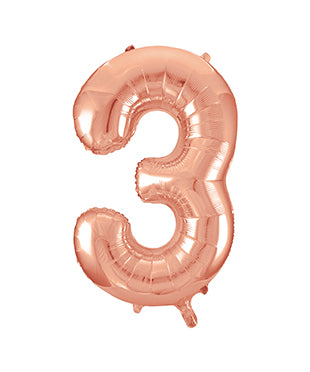 Globo Figura 3 Años Oro Rosa Vacío 86cm