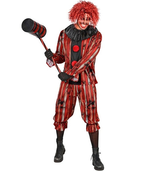Disfraz de payaso malvado rojo y negro para hombre