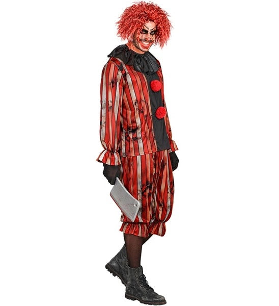 Disfraz de payaso malvado rojo y negro para hombre