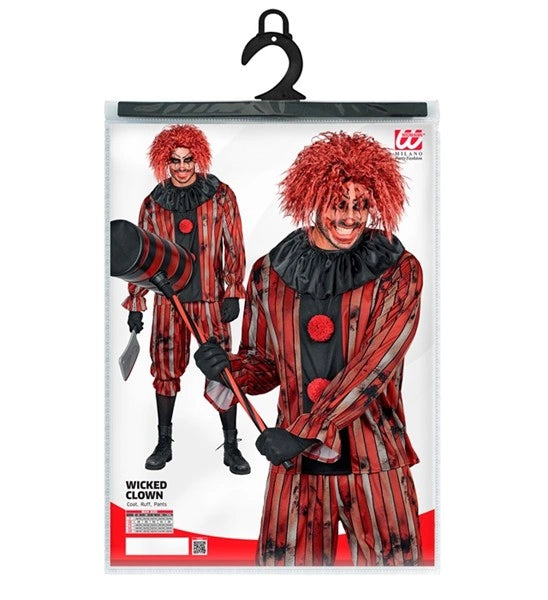 Disfraz de payaso malvado rojo y negro para hombre