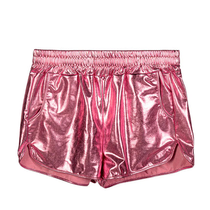 Pantalones cortos brillantes de color rosa claro