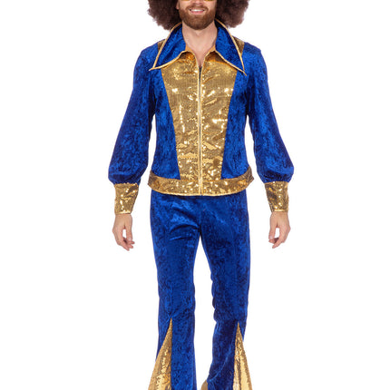 Glitter disco set blauw/goud