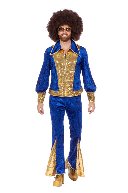 Glitter disco set blauw/goud