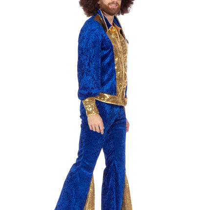 Glitter disco set blauw/goud