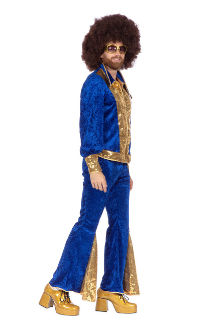 Glitter disco set blauw/goud