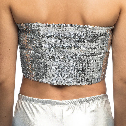 Top Sparkle plateado (M/L elástico)