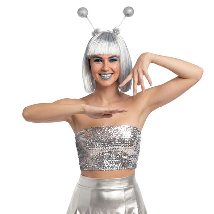 Top Sparkle plateado (M/L elástico)