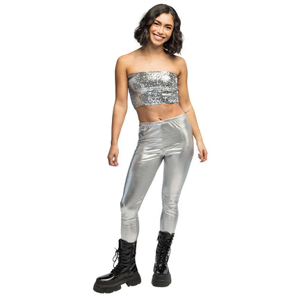 Top Sparkle plateado (M/L elástico)