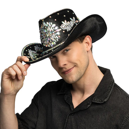 Sombrero de vaquero Crystal negro