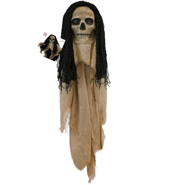 Máscara de calavera con capa y pelo