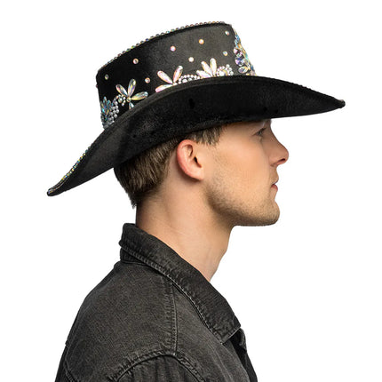 Sombrero de vaquero Crystal negro