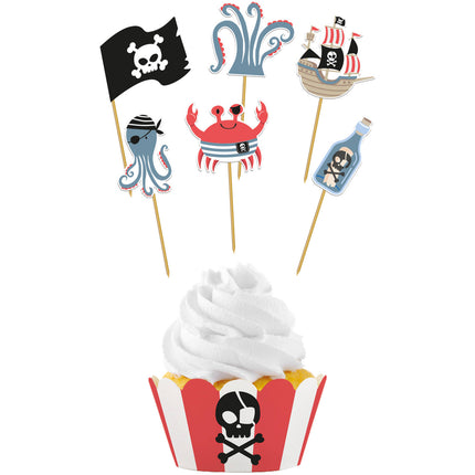 Adornos Piratas Para Magdalenas Con Envoltorios 6pcs
