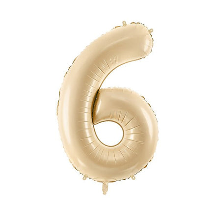 6 Jaar Cijfer Ballon Beige Leeg 72cm van Partydeco koop je bij Partywinkel
