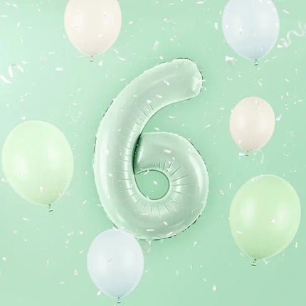 6 Jaar Cijfer Ballon Mintgroen Leeg 72cm van Partydeco koop je bij Partywinkel