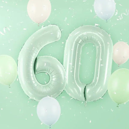 6 Jaar Cijfer Ballon Mintgroen Leeg 72cm van Partydeco koop je bij Partywinkel