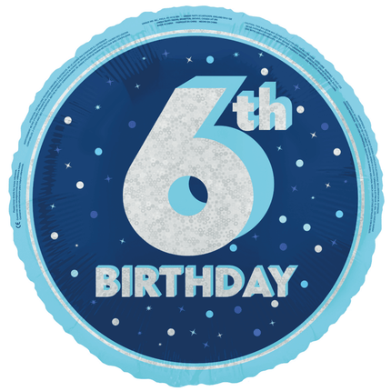 6 Jaar Helium Ballon Blauw Leeg 45cm van Unique koop je bij Partywinkel