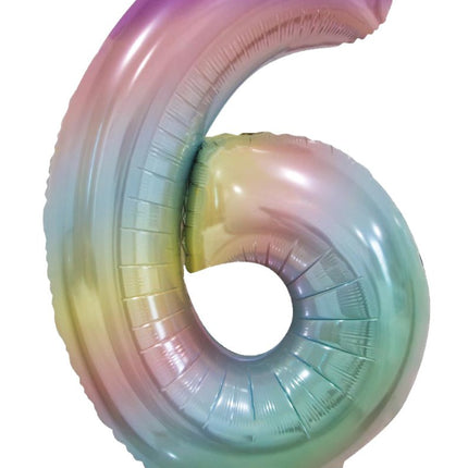 6 Jaar Helium Ballon Regenboog Pastel Leeg 86cm van WeFiesta koop je bij Partywinkel