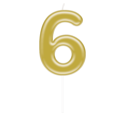 6 Jaar Kaars Goud 10,5cm van Paper Dreams koop je bij Partywinkel