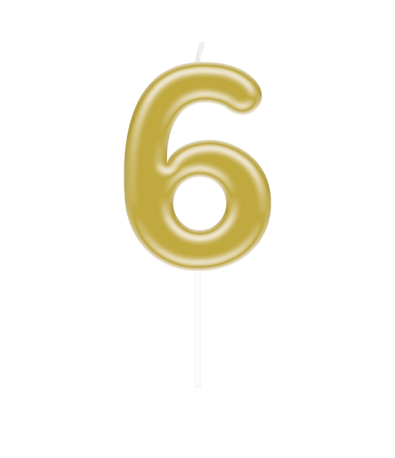 6 Jaar Kaars Goud 10,5cm van Paper Dreams koop je bij Partywinkel