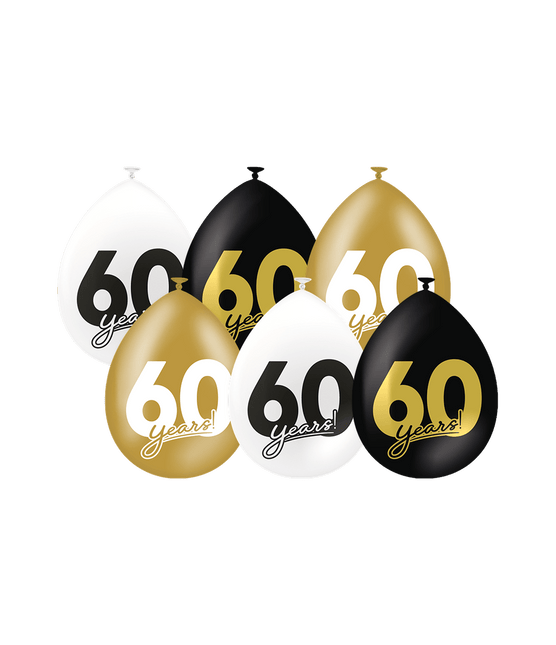60 Jaar Ballonnen 30cm 6st - Partywinkel - 8716764241444
