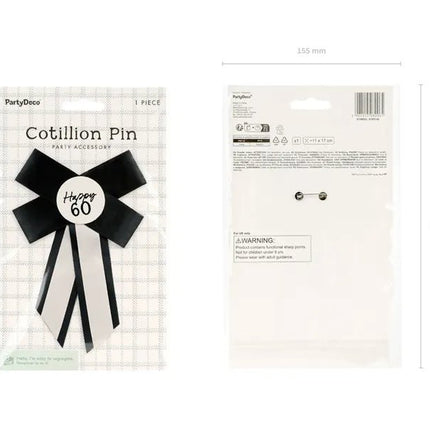 60 Jaar Button Strik 17cm van Partydeco koop je bij Partywinkel