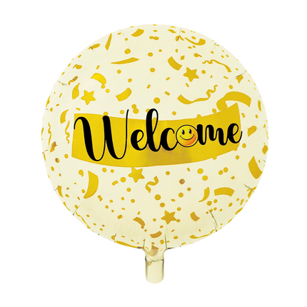 Welcome Helium Ballon Geel Confetti Leeg 45cm