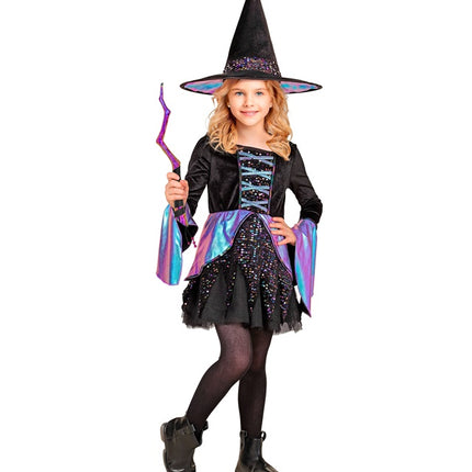 Disfraz de Bruja Infantil Negro Multicolor