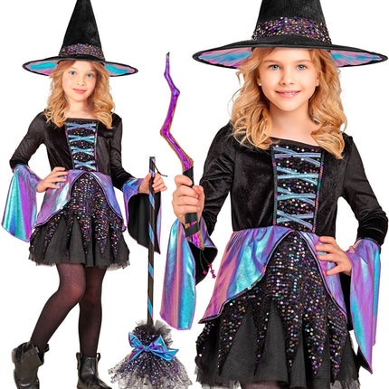 Disfraz de Bruja Infantil Negro Multicolor