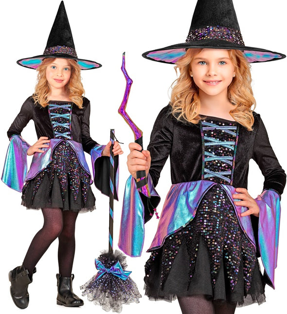 Disfraz de Bruja Infantil Negro Multicolor