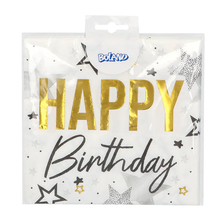 Lote de 20 servilletas de papel «Happy birthday» (33 x 33 cm)
