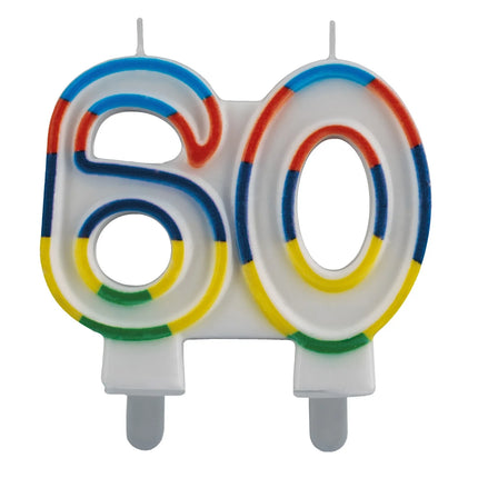 Vela de 60 años con borde de color, 7 cm