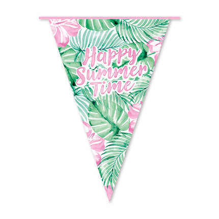 Guirnalda de Hawái verde y rosa «Happy Summer Time», 10 m