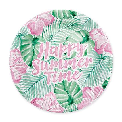 Letreros verdes y rosas «Happy Summer Time», 23 cm