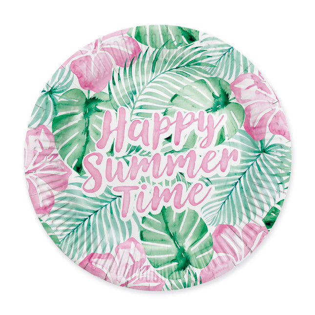 Letreros verdes y rosas «Happy Summer Time», 23 cm