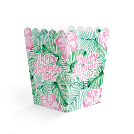 Bacetas para aperitivos verdes y rosas «Happy Summer Time», 6 cm, 8 unidades