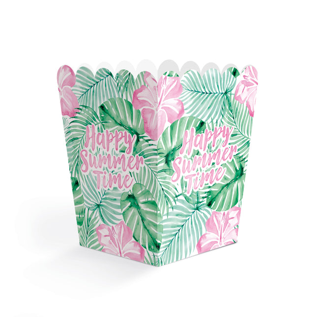 Bacetas para aperitivos verdes y rosas «Happy Summer Time», 6 cm, 8 unidades