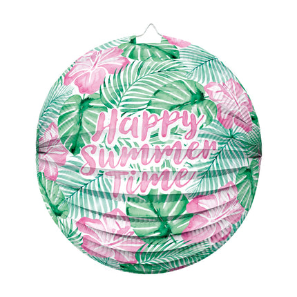 Farolillo verde y rosa «Happy Summer Time», 25 cm