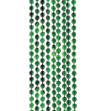 Cortina verde para la puerta con hojas de palmera, 2 m