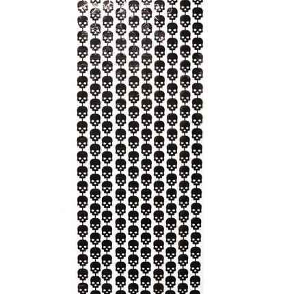 Cortina para la puerta de Halloween, negra con calaveras, 2 m