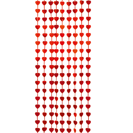 Cortina para la puerta con corazones, roja, 2 m