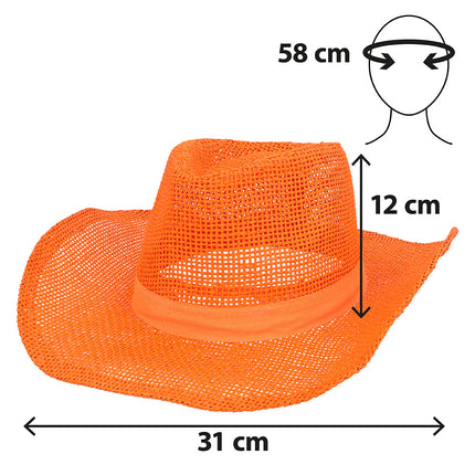 Sombrero vaquero de paja naranja