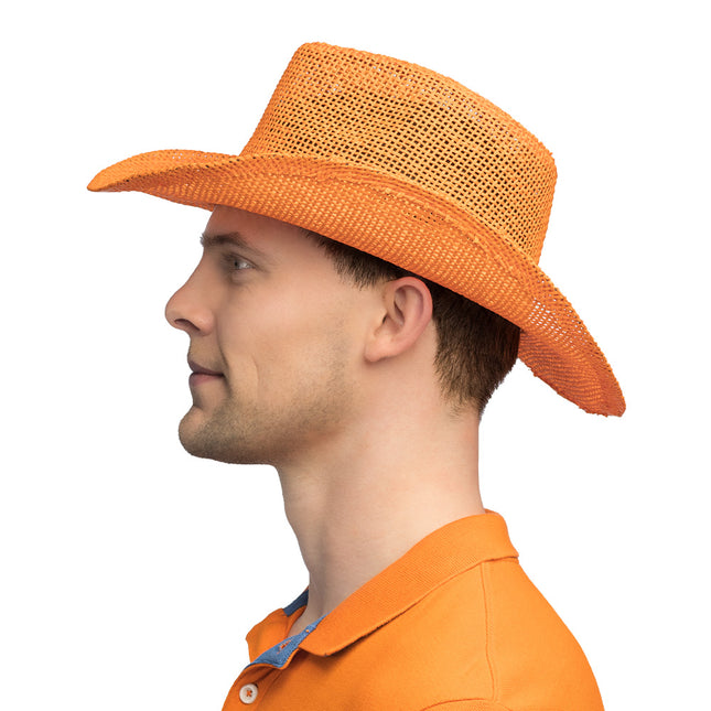 Sombrero vaquero de paja naranja