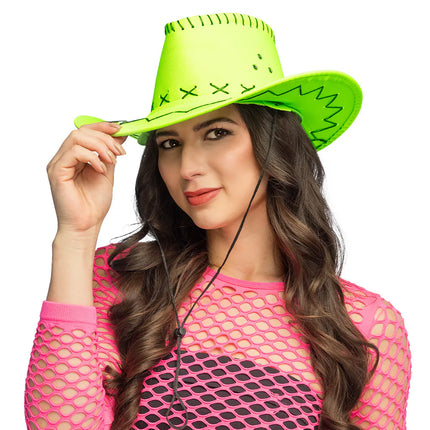Sombrero de vaquero Savanne, verde neón UV