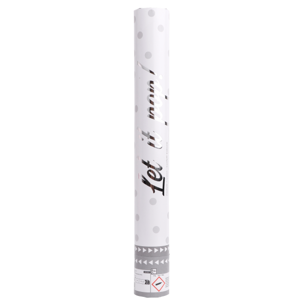 Cañón de confeti blanco redondo 40 cm