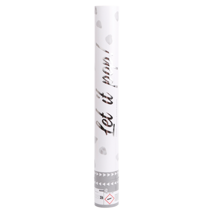 Cañón de confeti blanco Pétalos de rosa blanca 40cm