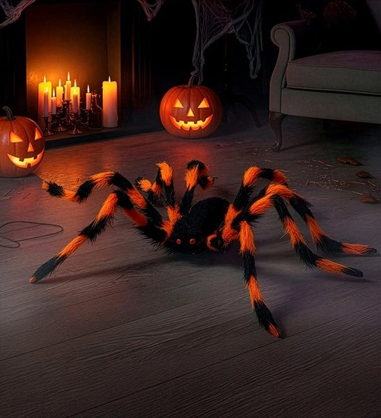 Araña peluda negra y morada