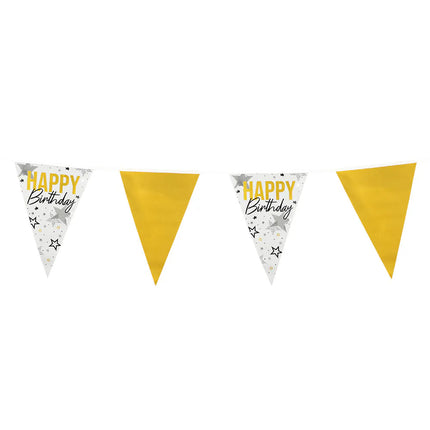 Guirnalda de banderitas de plástico «Happy birthday» (30 x 20 cm, 6 m)