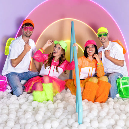 Par de calentadores de piernas Rave naranja neón UV