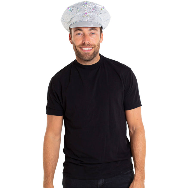 Gorra de Policía Deluxe Plata